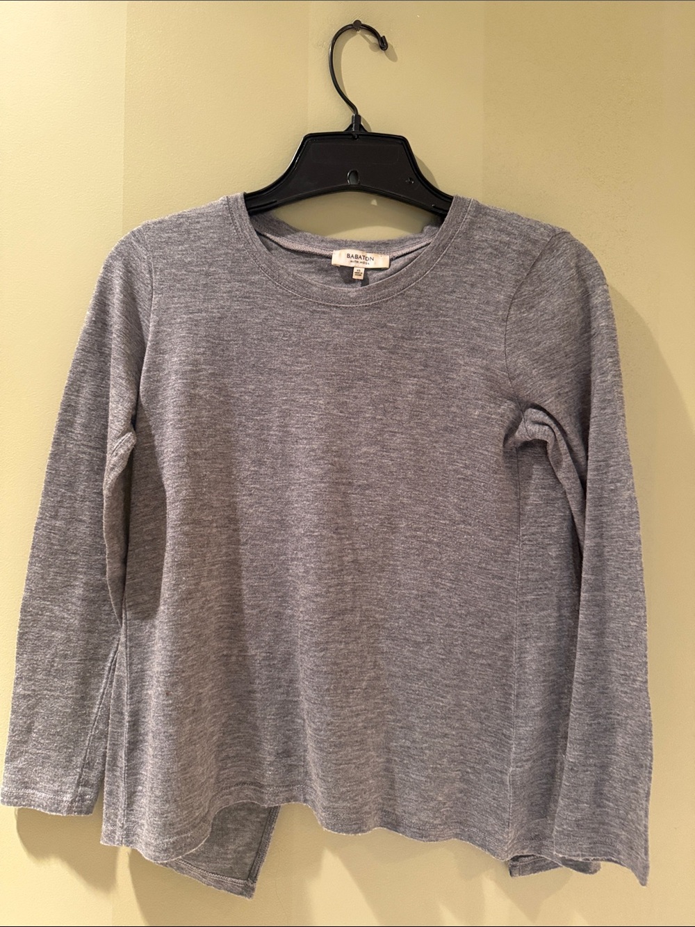 Babaton Gray Crewneck Long Sleeve Tee (A)